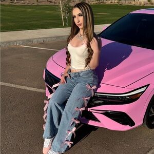 Fashion Nova Jeans Pink Bows